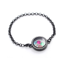 Spéciale pendentif en cristal noir perle 316l en acier inoxydable pendentif chaîne bracelet bijoux